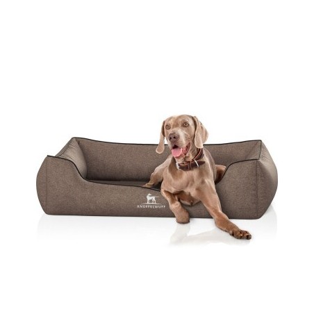 Knuffelwuff Orthopädisches Hundebett Amelie aus Velours mit Handwebcharakter braun XXXL