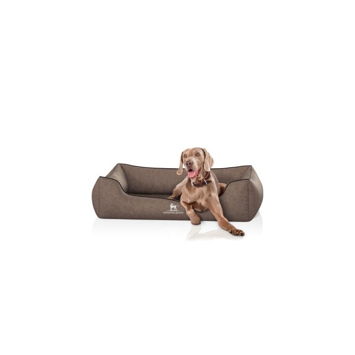 Knuffelwuff Orthopädisches Hundebett Amelie aus Velours mit Handwebcharakter braun XXXL
