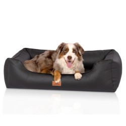 Knuffelwuff orthopädisches Hundebett Montana aus Kunstleder schwarz XXXL