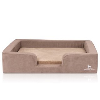 Knuffelwuff orthopädisches Hundebett mit Wendekissen aus Velours Bellamy braun XXL
