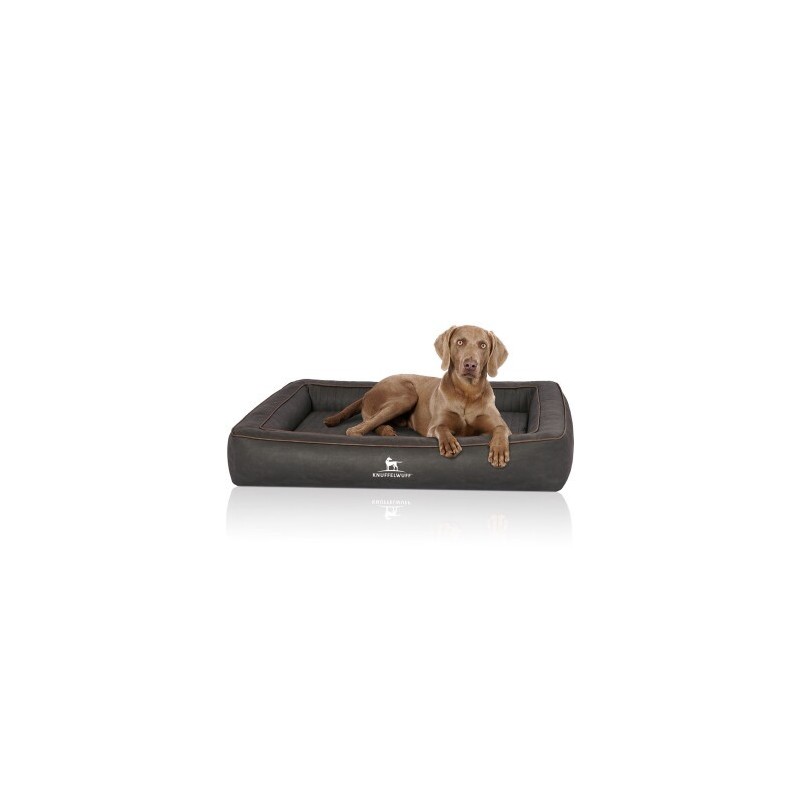 Knuffelwuff Orthopädisches Hundebett aus Laser gestepptem Kunstleder Montego schwarz XXXL
