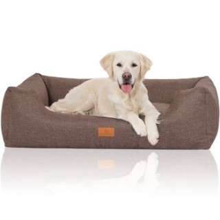 Knuffelwuff Hundebett Lotte aus Velours mit feinem Handwebcharakter braun/ grau XL