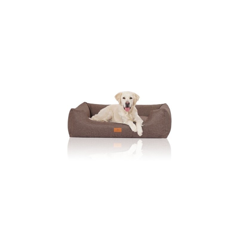 Knuffelwuff Hundebett Lotte aus Velours mit feinem Handwebcharakter braun/ grau XL