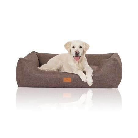 Knuffelwuff Hundebett Lotte aus Velours mit feinem Handwebcharakter braun/ grau XL