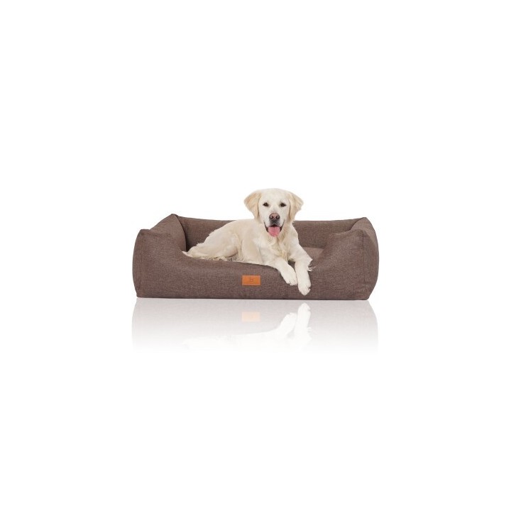 Knuffelwuff Hundebett Lotte aus Velours mit feinem Handwebcharakter braun/ grau XL