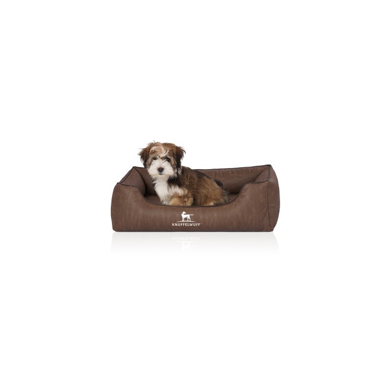 Knuffelwuff Orthopädisches Hundebett Rockland aus Kunstleder braun M-L