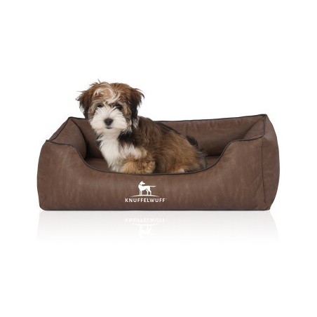 Knuffelwuff Orthopädisches Hundebett Rockland aus Kunstleder braun M-L
