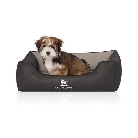 Knuffelwuff Orthopädisches Hundebett Outback aus laser-gestepptem Kunstleder schwarz/ grau M-L