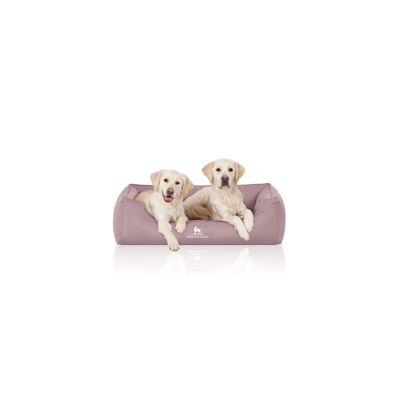 Knuffelwuff Orthopädisches Wasserabweisendes Hundebett Leon aus Velours mit Handwebcharakter hellrosa XL