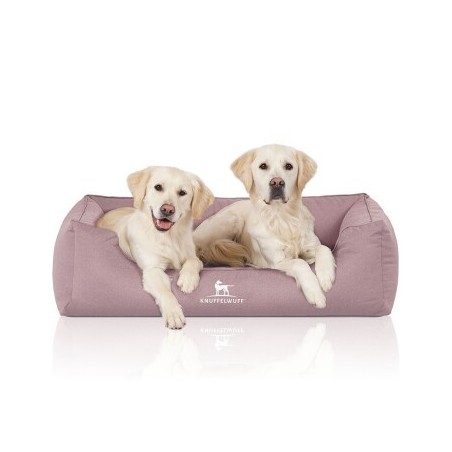 Knuffelwuff Orthopädisches Wasserabweisendes Hundebett Leon aus Velours mit Handwebcharakter hellrosa XL