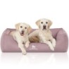 Knuffelwuff Orthopädisches Wasserabweisendes Hundebett Leon aus Velours mit Handwebcharakter hellrosa XL