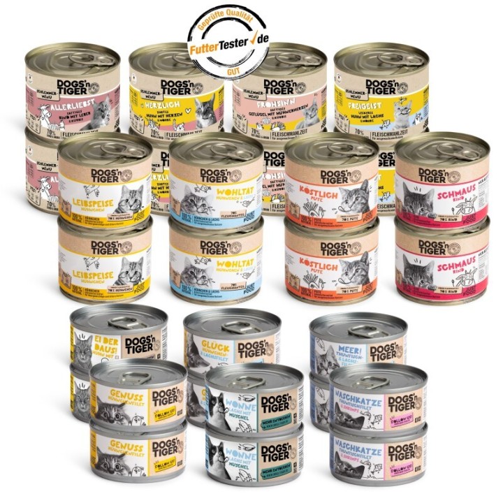 Dogs'n Tiger Adult Nassfutter Katze, Mixpaket Rundum lecker! 28 teilig
