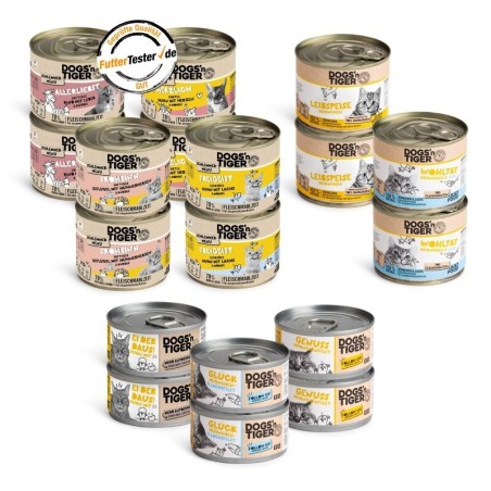 Dogs'n Tiger Adult Nassfutter Katze, Mixpaket, Lecker Hühnchen! 18 teilig