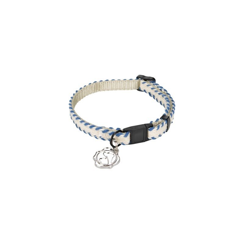 more Lifestyle MORE Katzenhalsband Royal Baumwolle blau/weiß