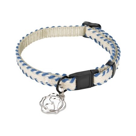 more Lifestyle MORE Katzenhalsband Royal Baumwolle blau/weiß