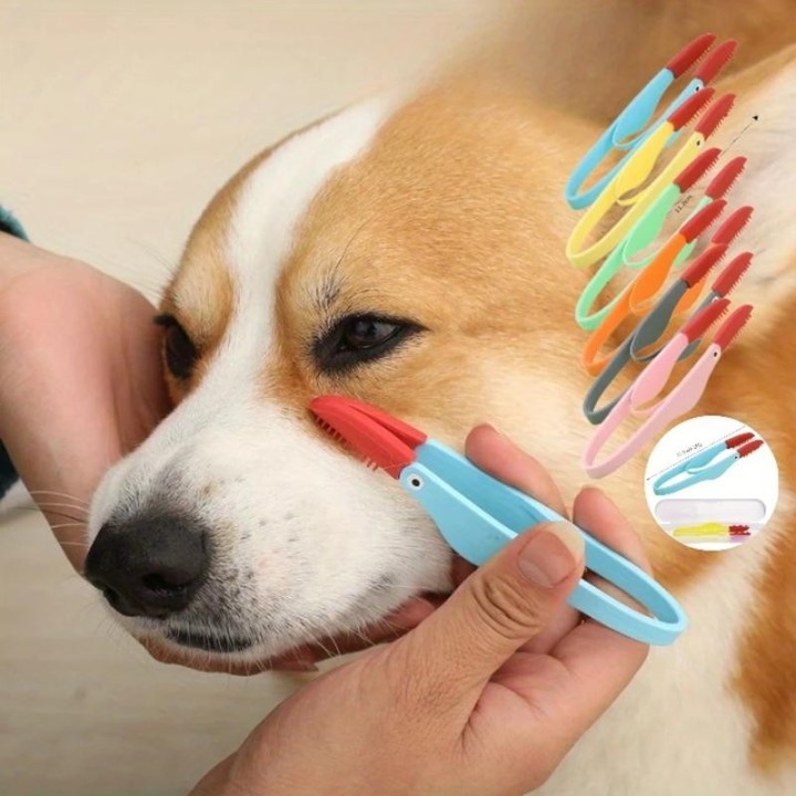 Augenkamm für Haustiere, Tränenfleckenbürste, Augensalbe für Haustiere, Handsalbe für Katzenaugen, wiederverwendbare Reinigun