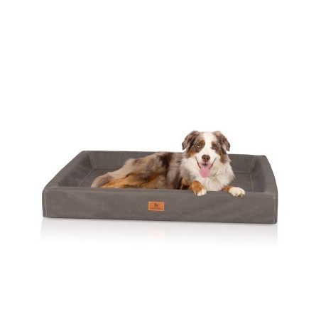 Knuffelwuff orthopädisches Hundebett Austin aus Kunstleder braun/ grau XXXL