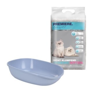 AniOne Junior Set PREMIERE Kittenstreu Hygienic 12 l + AniOne Junior Toilette offen blau