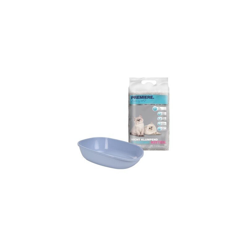 AniOne Junior Set PREMIERE Kittenstreu Hygienic 12 l + AniOne Junior Toilette offen blau