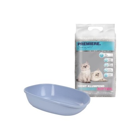 AniOne Junior Set PREMIERE Kittenstreu Hygienic 12 l + AniOne Junior Toilette offen blau