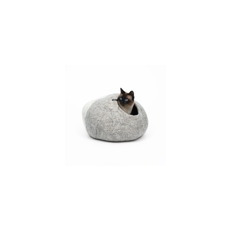LucyBalu PEBBLE Katzenhöhle aus Filz grau/ weiß