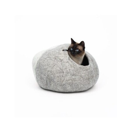 LucyBalu PEBBLE Katzenhöhle aus Filz grau/ weiß