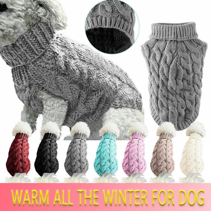 Hundepullover, warme Winter-Hundekleidung für kleine Hunde, Rollkragenpullover, gestrickte Haustierkleidung, Welpen- und Katz
