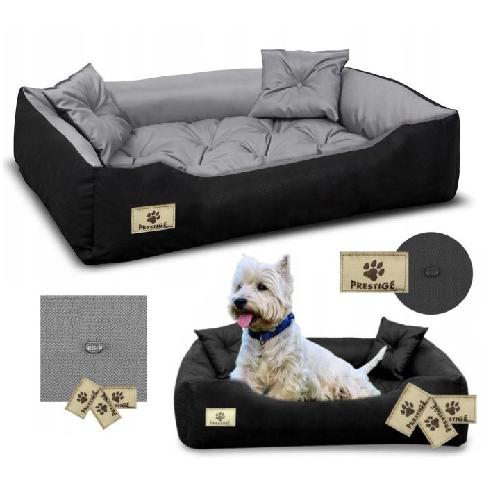 Wasserdichtes und strapazierfähiges Hundebett PRESTIGE, S M L XL XXL S - 55/45 schlachtschiff grau