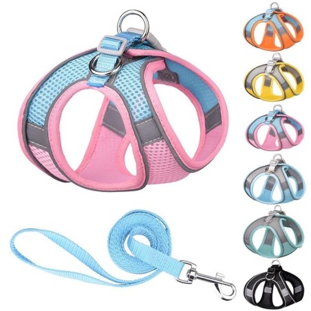 Hundegeschirr-Leine-Set für kleine Hunde, verstellbares Welpen-Katzengeschirr, Weste, französische Bulldogge, Chihuahua, Mops