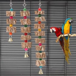 Knackige Glocke Holz zerlegen Haken Anti-Biss Vogel Nagen Spielzeug hängen Haustier Papagei Kauen Spielzeug A