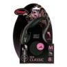 FLEXI CLASSIC 'M' CORDON Ausziehbare Leine 8 m BIS 20 kg Schwarz NAYECO
