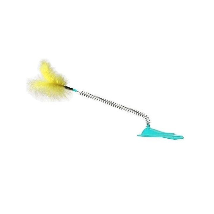 Federn wedelndes Spielzeug für Katze zum Befestigen an einem Schuh blau