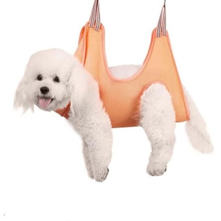 Bequeme Haustier-Fellpflege-Hängematte für stressfreies Baden, Trimmen und Krallenschneiden von Hunden und Katzen XS rot