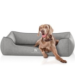 Knuffelwuff Orthopädisches Hundebett Amelie aus Velours mit Handwebcharakter grau XXL