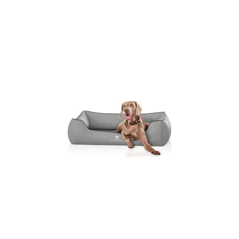 Knuffelwuff Orthopädisches Hundebett Amelie aus Velours mit Handwebcharakter grau XXL