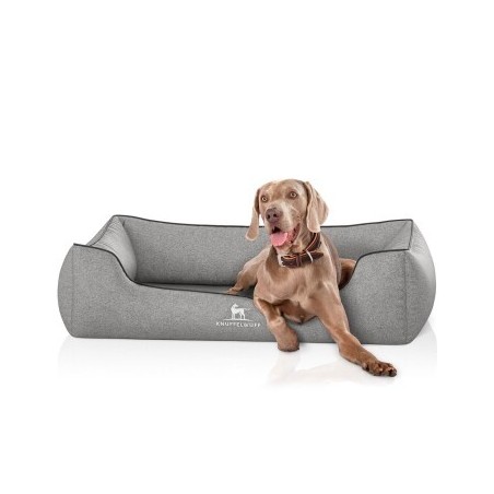 Knuffelwuff Orthopädisches Hundebett Amelie aus Velours mit Handwebcharakter grau XXL