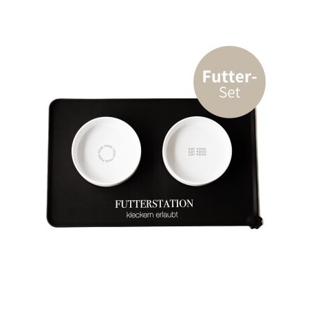 Minty&Marla XXL Futterstation 3er Set Katze schwarz