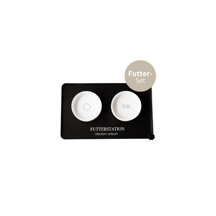 Minty&Marla XXL Futterstation 3er Set Katze schwarz