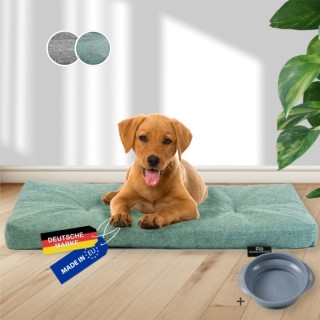Rohrschneider ® Hundebett mit Anti-Rutsch-Boden, strapazierfähiges Kissen für Hunde und Katzen inkl. Gratis-Wassernapf türkis