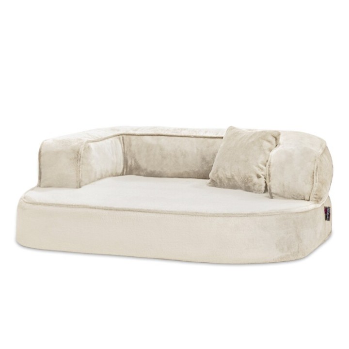Tierlando ® SHARLEEN VISCO PLUS - Orthopädisches Hundesofa mit kuscheligem Teddystoff creme 1,5 m, 40 cm, 1 m