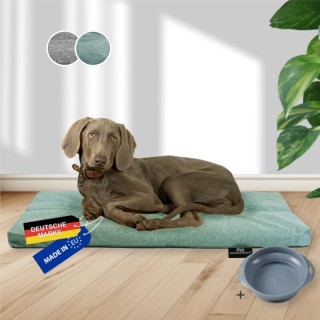 Rohrschneider ® Hundebett mit Anti-Rutsch-Boden, strapazierfähiges Kissen für Hunde und Katzen inkl. Gratis-Wassernapf türkis