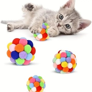 Katzenspielzeug Katze Plüschball Spielzeug Haustier Elastischer Glockenball Selbst Hallo Ball Spielende Katze Bunter Wollball
