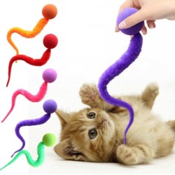 Bunter Ballstern, leerer Ball mit Schwanz, Raupen-Haustierbedarf, Katzen-Mahl- und Rollball One Size rosa