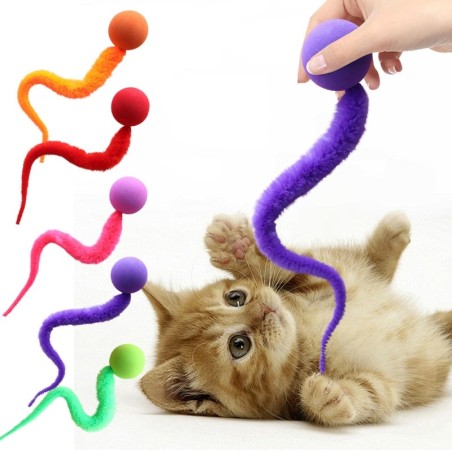 Bunter Ballstern, leerer Ball mit Schwanz, Raupen-Haustierbedarf, Katzen-Mahl- und Rollball One Size rosa