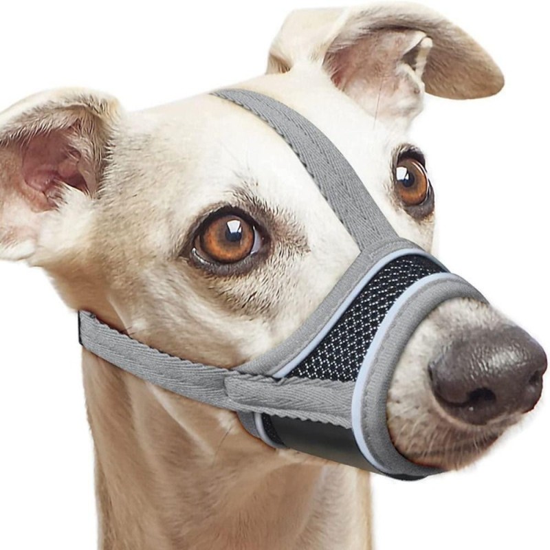 Maulkorb für Hunde mit verstellbarem Riemen, weicher Stoff, Haustiermaske, tragbares Hundemundstück, kleine bis mittelgroße H