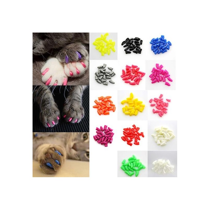 Pets Public Accessories 20 Stück Haustier-Hundekatzen-Pfoten-Klauen-Anti-Kratz-weiche Silikon-Nagelkappen-Schutzhüllen-Hülle-