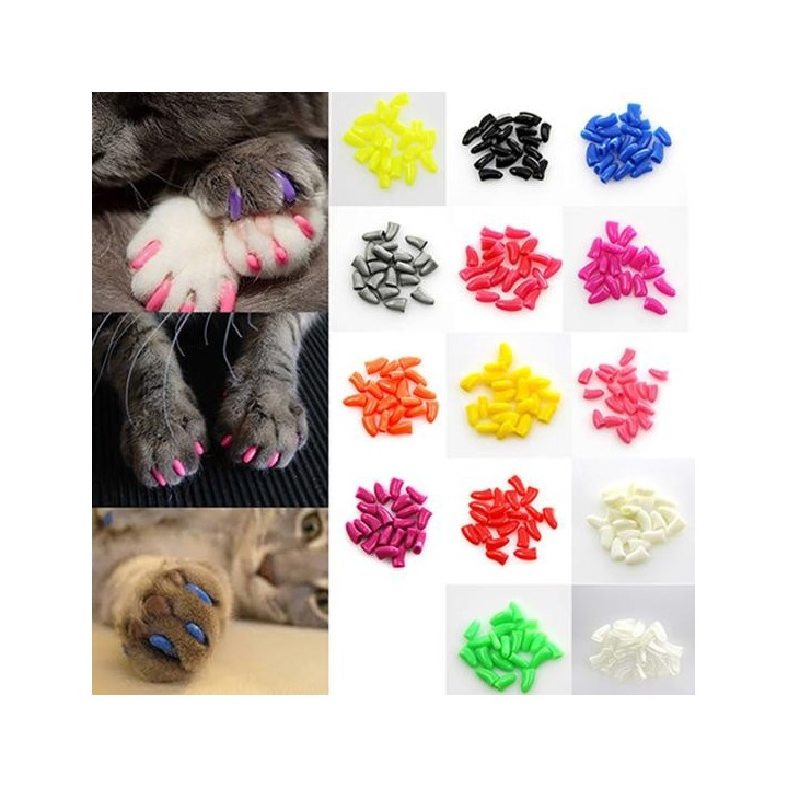 Pets Public Accessories 20 Stück Haustier-Hundekatzen-Pfoten-Klauen-Anti-Kratz-weiche Silikon-Nagelkappen-Schutzhüllen-Hülle-