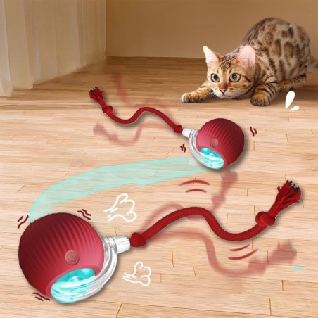 Interaktives Katzenball-Spielzeug, automatischer rollender Ball, Kunstschwanz, wiederaufladbar, intelligentes elektrisches Ha