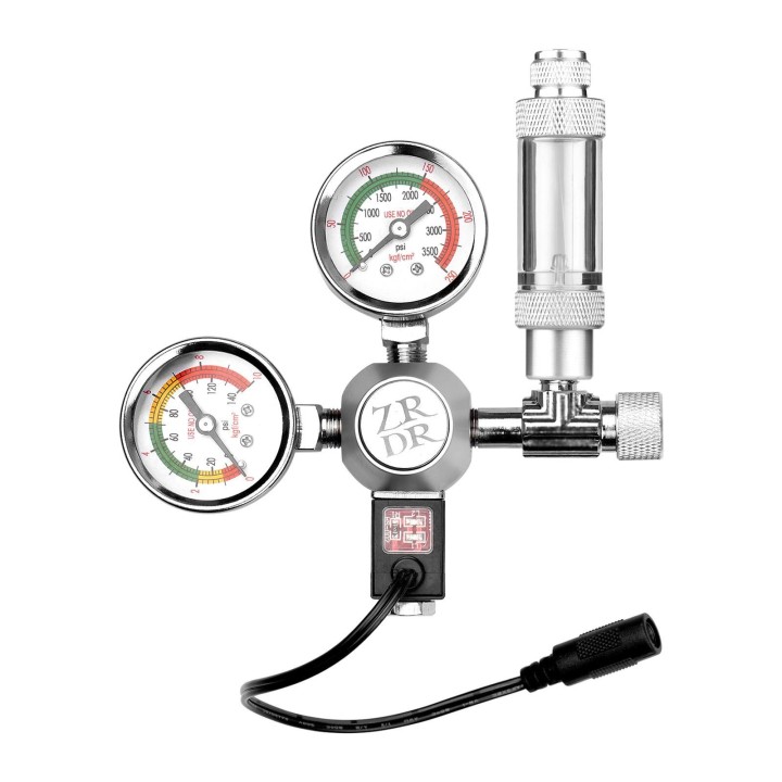 Aquarium-CO2-Regler, wasserdichter Kohlendioxid-Regler mit großen Messgeräten, Blasenzähler-Magnetventil US Plug CGA320 Inter