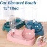 Erhöhte Doppelnäpfe für Katzen und Hunde, Tierfutter- und Wassernapf mit 15°-Neigung, erhöht für Katzen, kleine Hunde und and